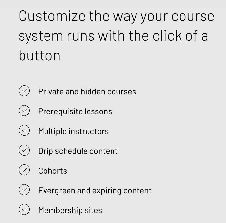 Thinkific course options