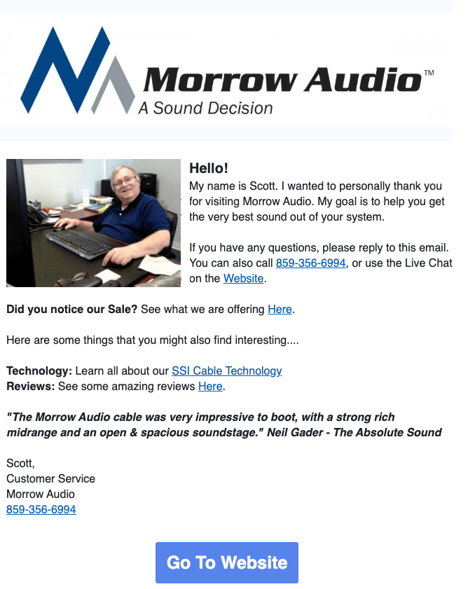 Morrow Audio follow-up email